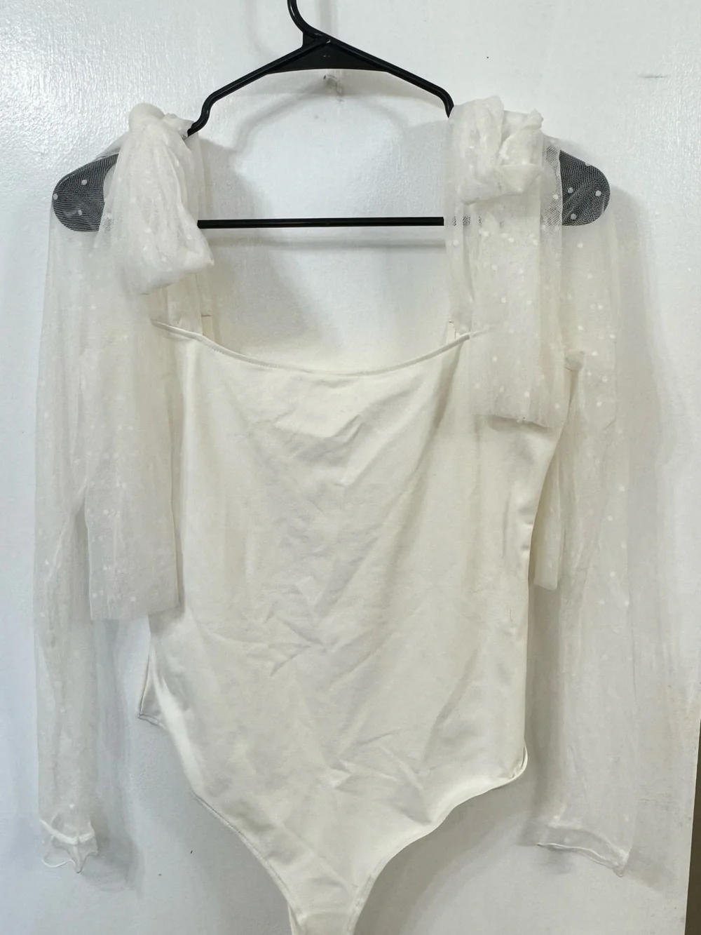 Free People White Sheer Polka-Dot Backless Bodysuit Dress - Picture 8 of 8